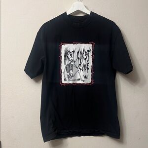 Black Short Sleeve Tee with Graphic Design skeleton